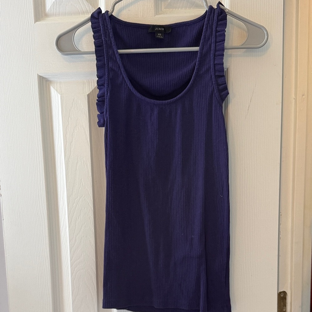 J. Crew Deep Purple Ruffle Tank Top